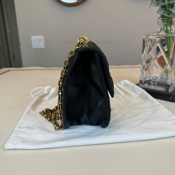 Authentic Christian Dior Black Leather Shoulder Bag With Gold hardware - Picture 4 of 16